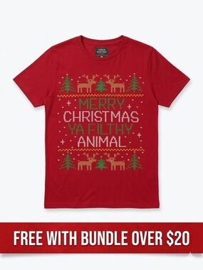 FREE WITH BUNDLE OVER $20 - Festive Red Ugly Christmas Sweater Party T Shirt